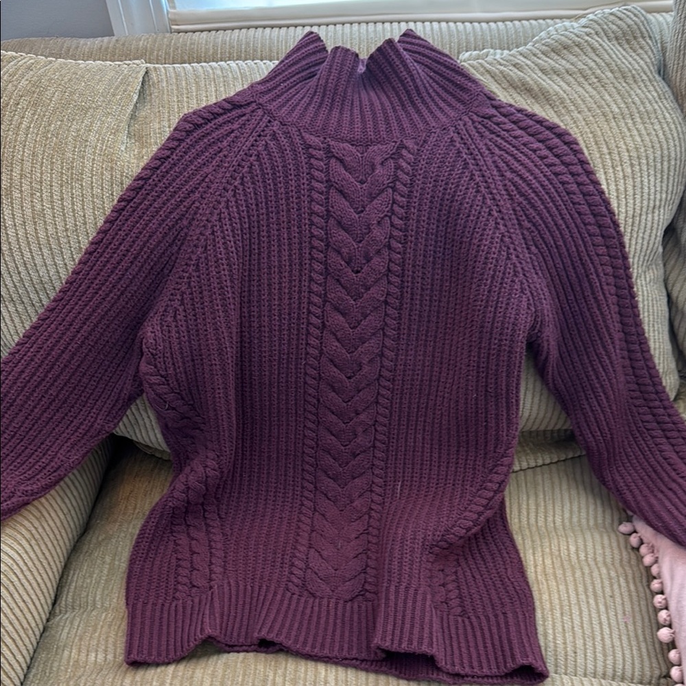 Lululemon Athletica Purple Cowl Neck Sweater with Cable Knit